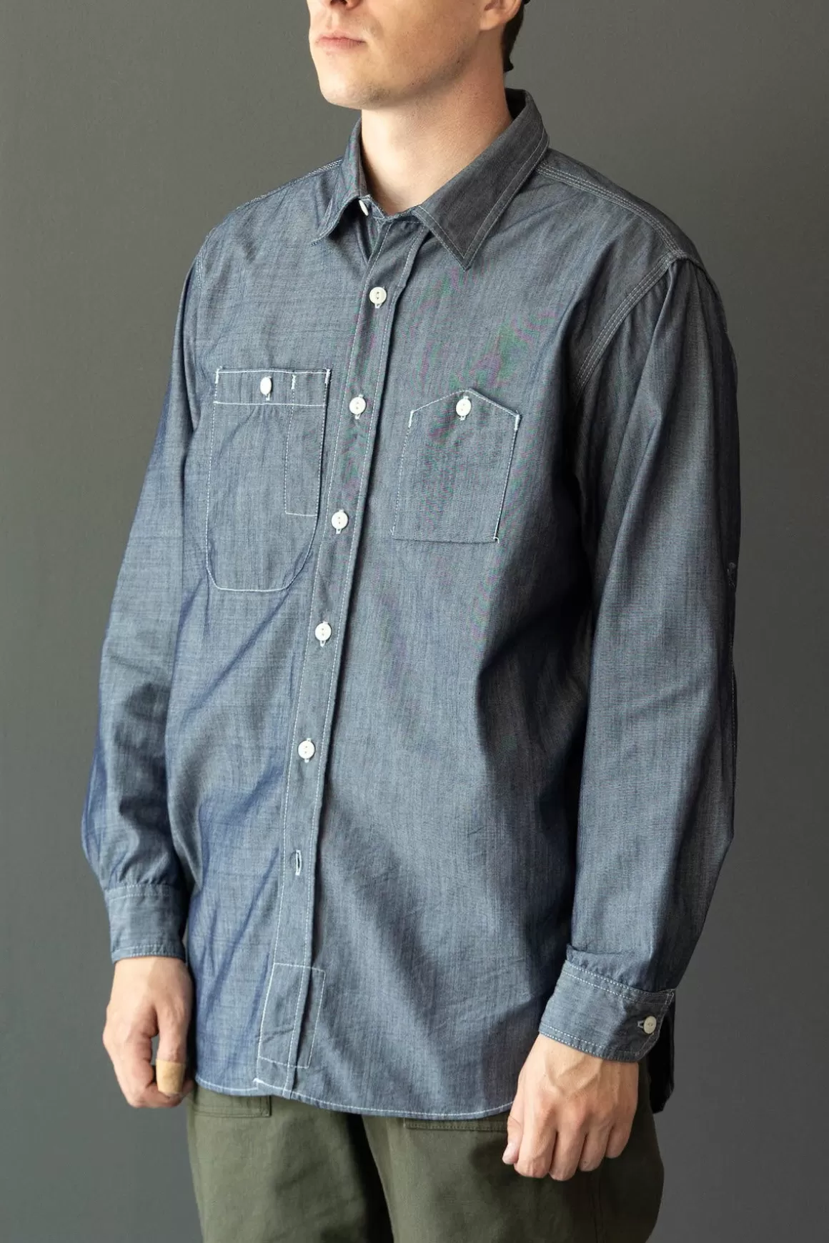 Work Shirt - Blue Cotton Chambray>Engineered Garments Discount