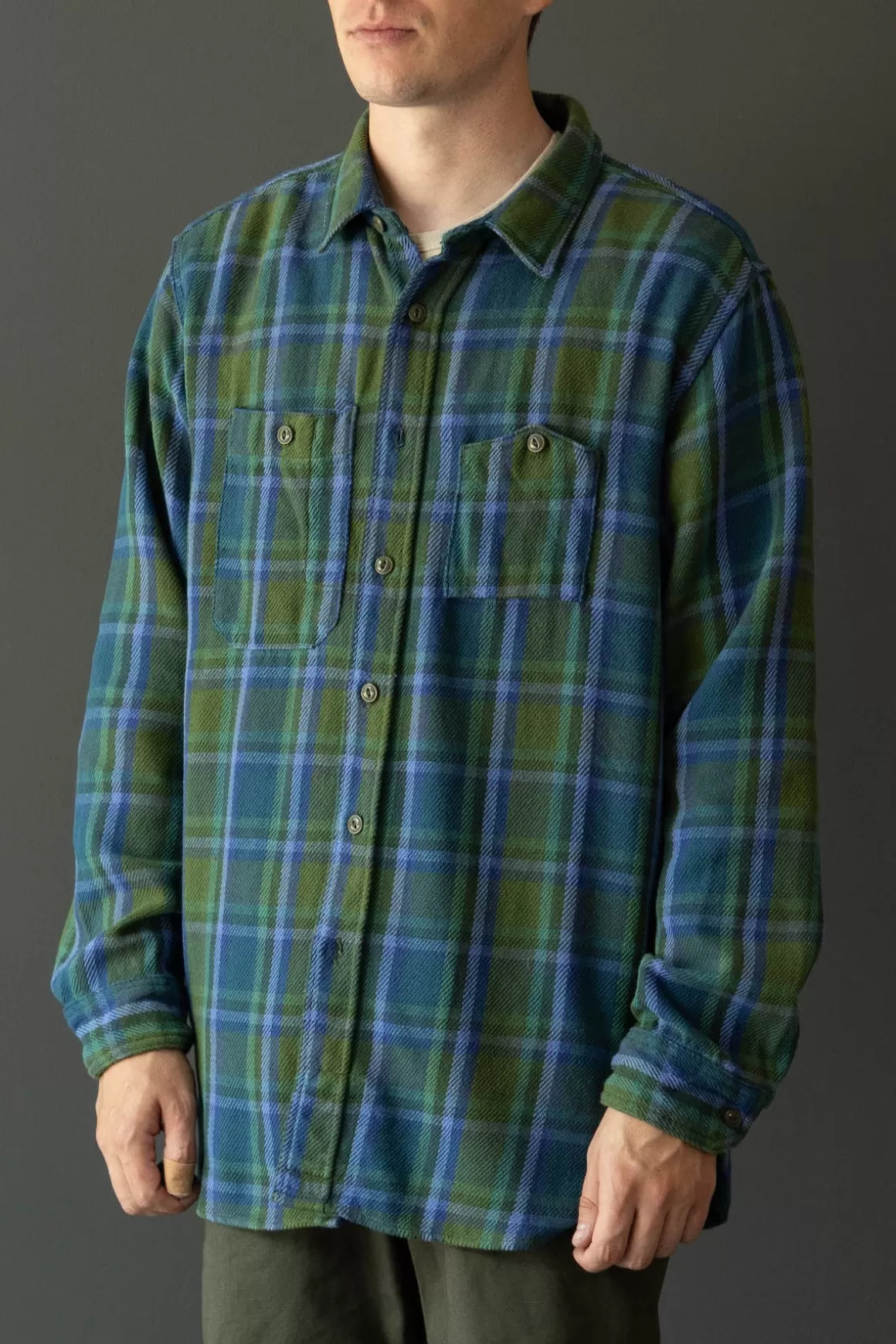 Work Shirt - Green Cotton Heavy Twill Plaid>Engineered Garments Sale