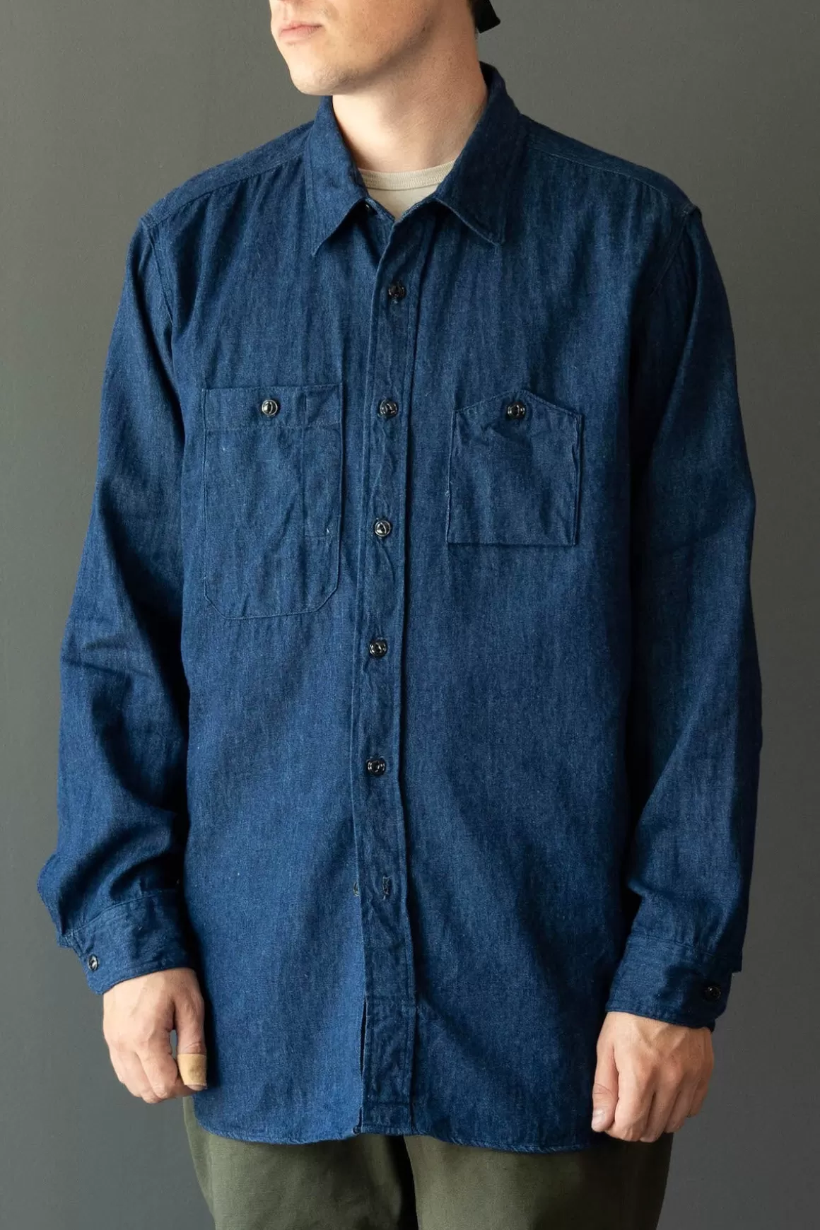 Work Shirt - Navy Hemp Cotton Denim>Engineered Garments Flash Sale