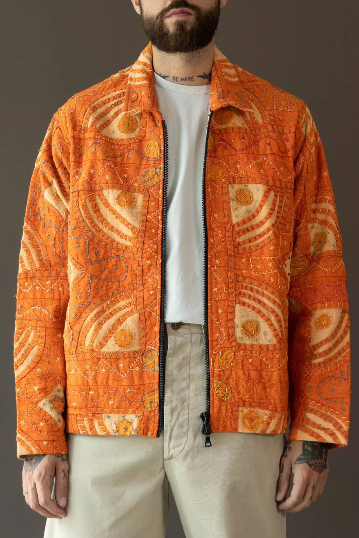 Zip Work Jacket - Rangoli Patchwork Quilt>Karu Research Flash Sale